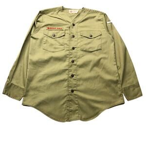 Vintage 70s Boys Scouts of America BSA Uniform Men Small Shirt Green Long Sleeve